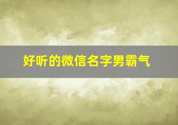 好听的微信名字男霸气,好听的微信名字男霸气高冷