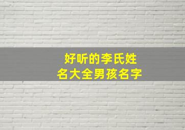 好听的李氏姓名大全男孩名字,2024李氏姓名大全男孩名字大全