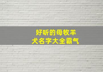 好听的母牧羊犬名字大全霸气,好听的母牧羊犬名字大全霸气男