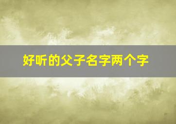 好听的父子名字两个字,霸气好听的父子名字