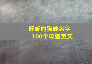 好听的猫咪名字100个母猫英文,好听的猫咪名字母猫英文名