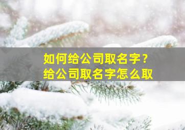 如何给公司取名字？给公司取名字怎么取,给公司如何起名字