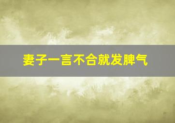 妻子一言不合就发脾气