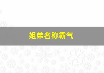 姐弟名称霸气,姐弟霸气名字