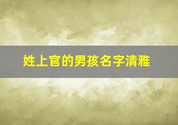 姓上官的男孩名字清雅,姓上官的好名字