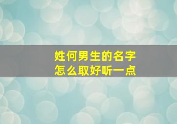 姓何男生的名字怎么取好听一点,姓何男孩名字2024年名字大全