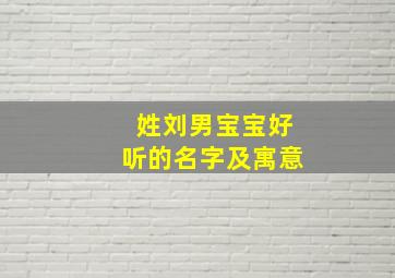 姓刘男宝宝好听的名字及寓意,姓刘男孩名字优雅大气