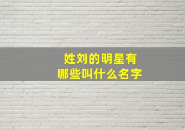 姓刘的明星有哪些叫什么名字,姓刘的有多少个明星