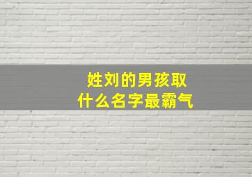 姓刘的男孩取什么名字最霸气,姓刘的男孩子起名大全