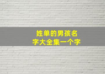 姓单的男孩名字大全集一个字,单姓取名字男孩名字