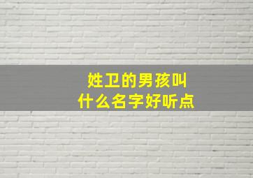 姓卫的男孩叫什么名字好听点