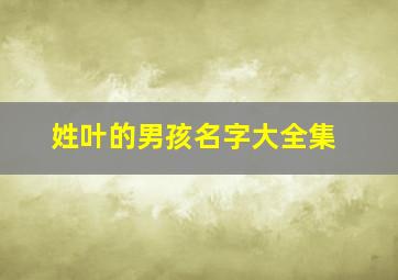 姓叶的男孩名字大全集,姓叶的男孩名字好听的