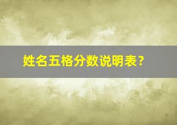 姓名五格分数说明表？