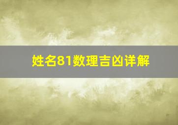 姓名81数理吉凶详解,姓名81数理吉凶一览表