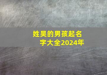 姓吴的男孩起名字大全2024年,吴姓男孩取名字大全2015