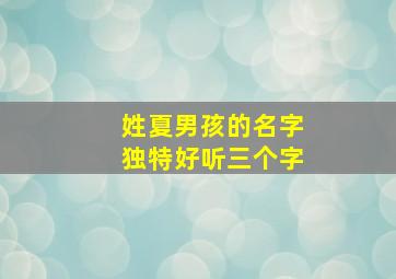 姓夏男孩的名字独特好听三个字,姓夏的男孩子的名字