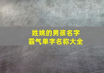 姓姚的男孩名字霸气单字名称大全,2024年姓姚的男孩名字独特