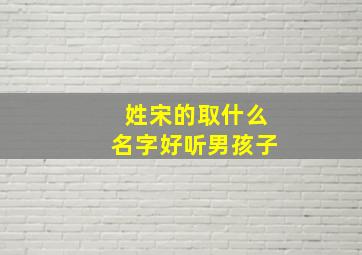 姓宋的取什么名字好听男孩子,姓宋的男孩名字取什么字比较好