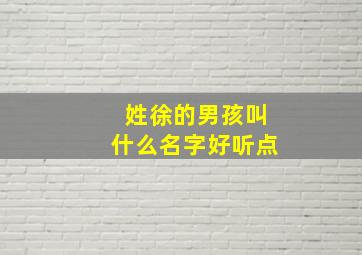 姓徐的男孩叫什么名字好听点,姓徐的男孩名字姓徐好听的男孩名字