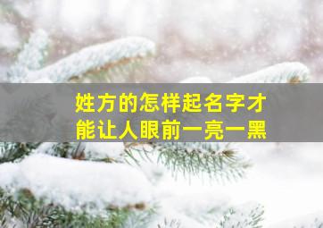 姓方的怎样起名字才能让人眼前一亮一黑,姓方的名字好听的名字带解释