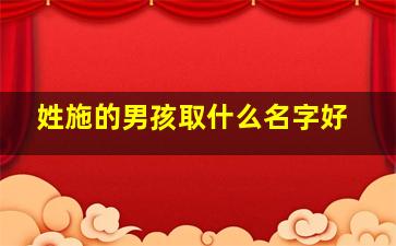 姓施的男孩取什么名字好,姓施的男孩取什么名字好听