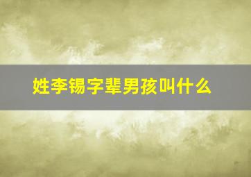 姓李锡字辈男孩叫什么,锡字怎么取名