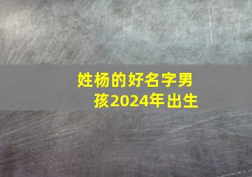 姓杨的好名字男孩2024年出生,2024年杨姓男孩取名豪爽大气