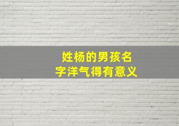 姓杨的男孩名字洋气得有意义,姓杨的好听的男孩名字