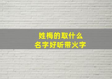 姓梅的取什么名字好听带火字