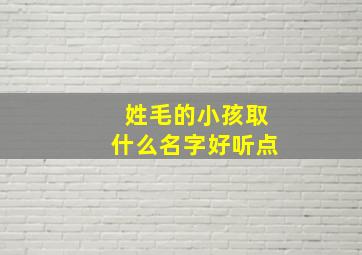 姓毛的小孩取什么名字好听点,姓毛的小孩取什么名字好听点男孩