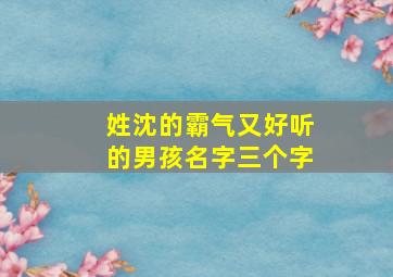 姓沈的霸气又好听的男孩名字三个字,姓沈的男孩名字超好听三个字