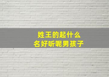 姓王的起什么名好听呢男孩子,姓王的男孩取什么名字好?