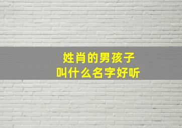 姓肖的男孩子叫什么名字好听,姓肖的男孩子名字大全