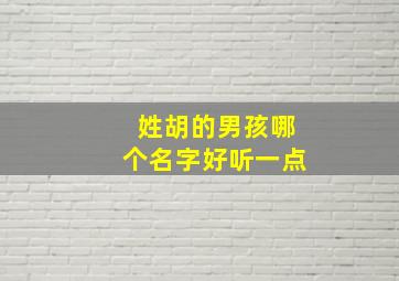 姓胡的男孩哪个名字好听一点,姓胡的男孩哪个名字好听一点儿