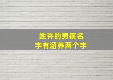 姓许的男孩名字有涵养两个字,姓许的男孩取什么名字好听两个字