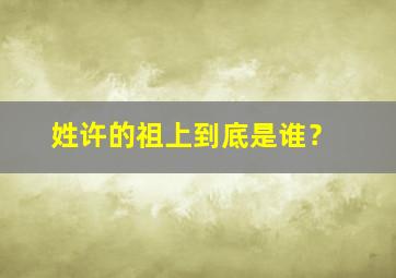 姓许的祖上到底是谁？,姓许的祖宗是谁