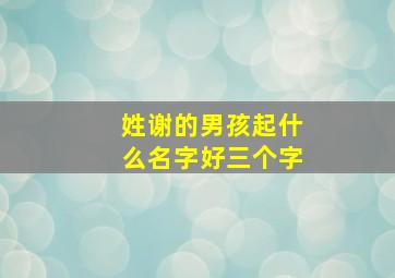 姓谢的男孩起什么名字好三个字