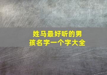 姓马最好听的男孩名字一个字大全,2024最霸气姓马男孩名一个字