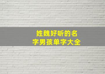 姓魏好听的名字男孩单字大全,姓魏的男孩名字霸气