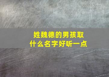 姓魏德的男孩取什么名字好听一点,姓魏德的男孩取什么名字好听一点儿