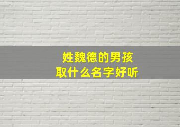 姓魏德的男孩取什么名字好听,2024姓魏的男孩名字取什么好