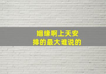 姻缘啊上天安排的最大谁说的,上天安排的最大嘛露娜