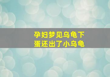 孕妇梦见乌龟下蛋还出了小乌龟,孕妇梦见乌龟下蛋还出了小乌龟