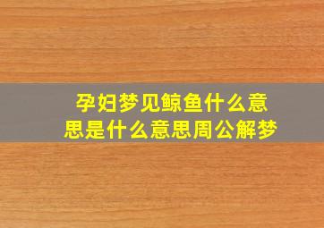 孕妇梦见鲸鱼什么意思是什么意思周公解梦,孕妇梦到小鲸鱼