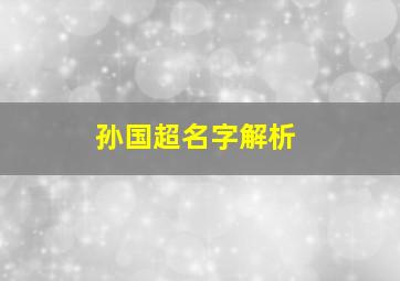 孙国超名字解析,孙国豪百科