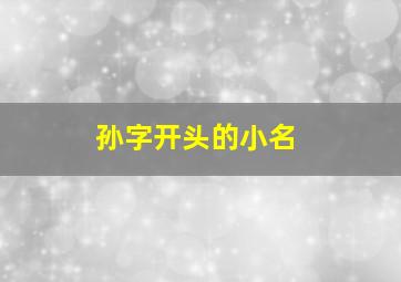 孙字开头的小名,孙开头的男孩名字大全