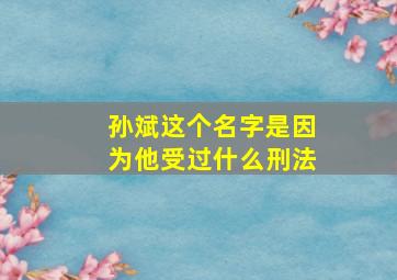 孙斌这个名字是因为他受过什么刑法,孙斌为什么叫孙斌