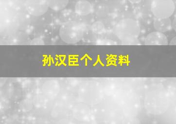 孙汉臣个人资料,孙汉臣个人资料简介图片