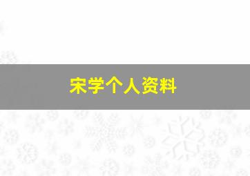 宋学个人资料,宋学个人简历