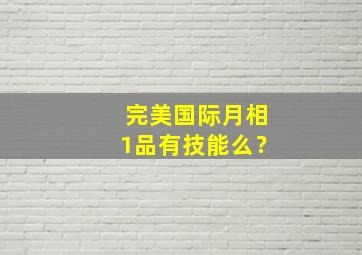 完美国际月相1品有技能么？,完美国际月仙18品武器